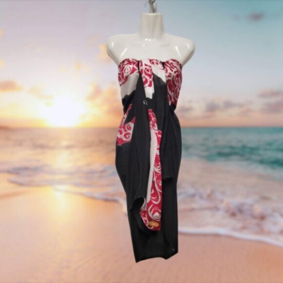 Womens Sarong Pareo Cotton Wrap HandPainted Batik Wrapskirt Beachwear -NEW - Picture 4 of 6
